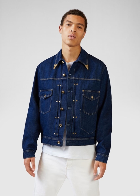 Versace Heritage Collar Tip Jeansjacka Herr - 907281KCP